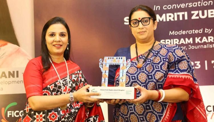 Union Minister Smriti Irani speaks to FLO members on the “Future Role of Women in India”