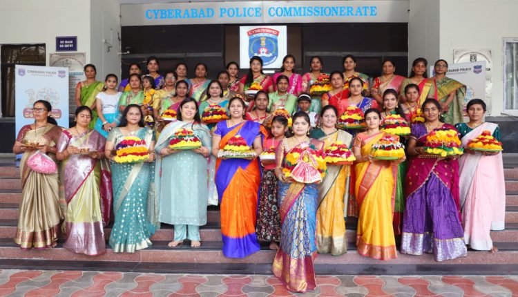 Cyberabad Women & Child Safety Wing, IPS, And Police Personnel Participated In The Bathukamma Celebrations Today