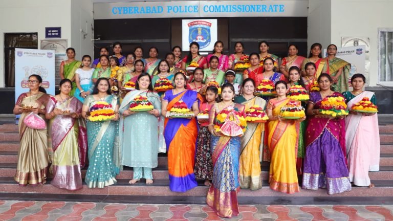 Cyberabad Women & Child Safety Wing, IPS, And Police Personnel Participated In The Bathukamma Celebrations Today