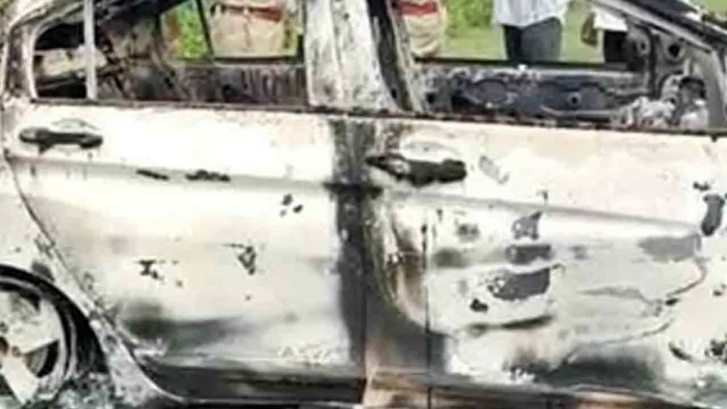 Man Burnt Alive In A Car AT ORR Near Adibatla