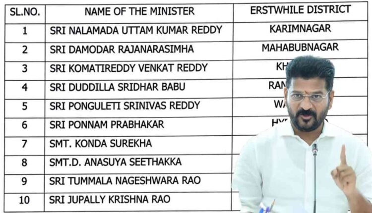 Govt. Nominates In-Charge Ministers For 10 Erstwhile Districts