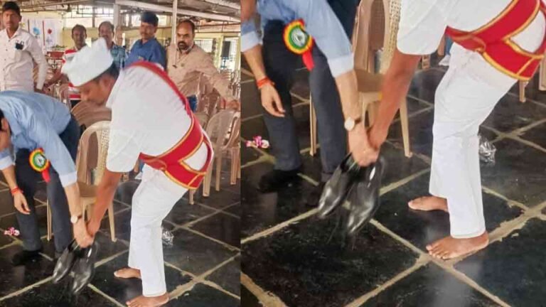 Bhupalapally Collector Sparks Controversy By Asking Attender To Carry Shoes