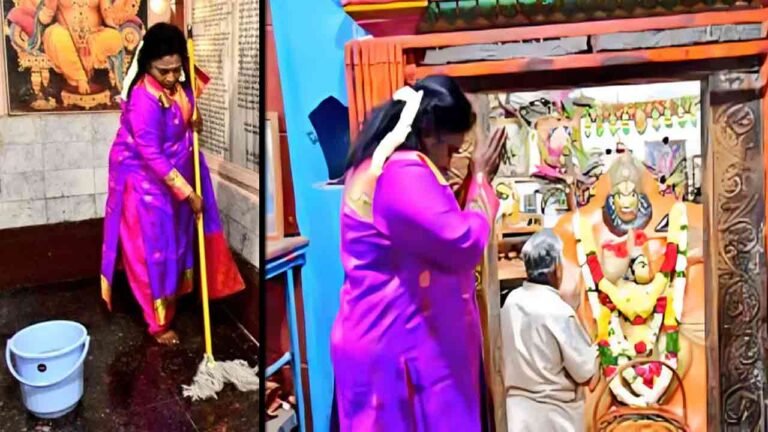 Tamilisai Cleaned Hanuman Temple In Khairatabad 