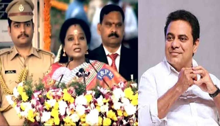 Governor Speech Saying 10 Years Of Dictatorial Rule Of KCR And His Family Irked KTR 