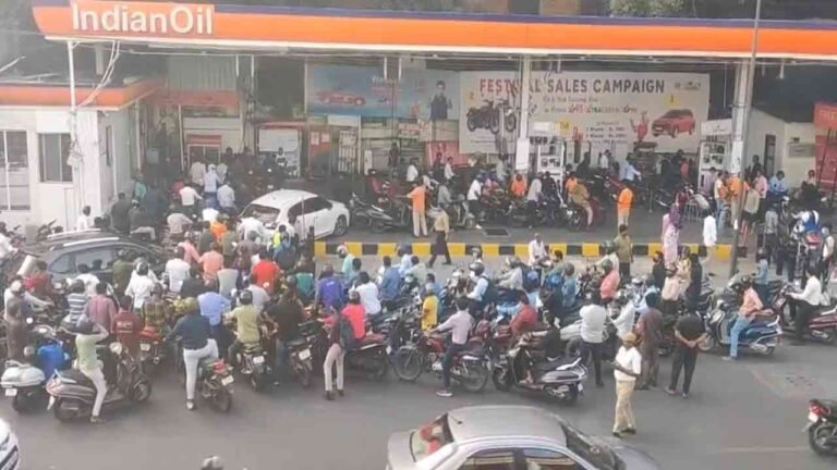 Hyderabad: Long Queues at Petrol Pumps As Truck Drivers Protest