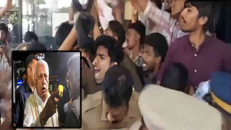 Governor Arif Mohammed Khan Stage Protest After SFI Workers Wave Black Flags