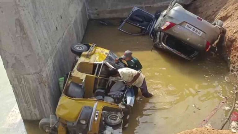 WATCH | Shamshabad: Vehicles Fell In The Culvert Pit, Two Died