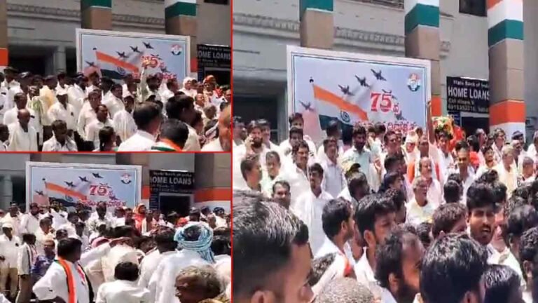 Congress Leaders Protest At Gandhi Bhavan 