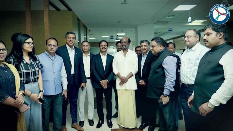 Rajinikanth Visits Hyderabad Metro Rail Project And Applauds OCC