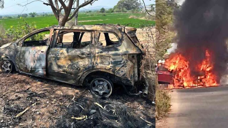 Car Gutted in Fire Accident in Jagtial 