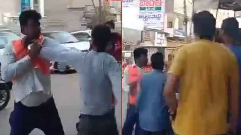 Coconut Seller Throws Rocks at GHMC Workers