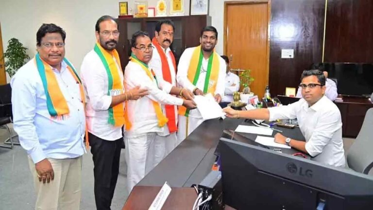 BJP Candidate Bharat Prasad Files His First Nomination in Nagarkurnool