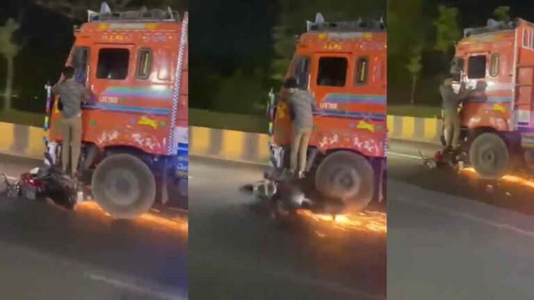 Terrible Accident: Driver Hit Bike And Went To Kilometers Without Stopping
