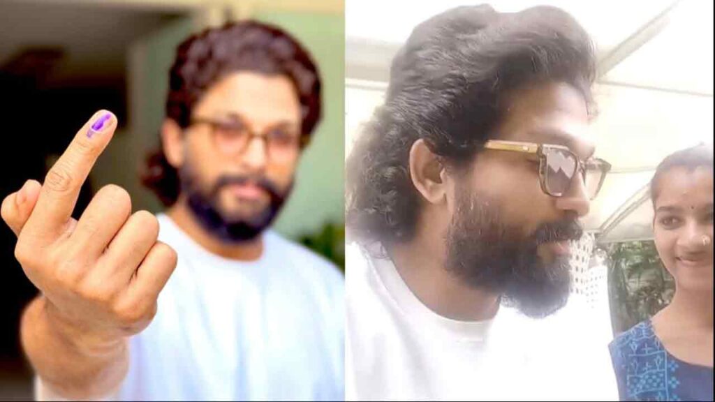 Actor Allu Arjun Cast His Vote In Hyderabad