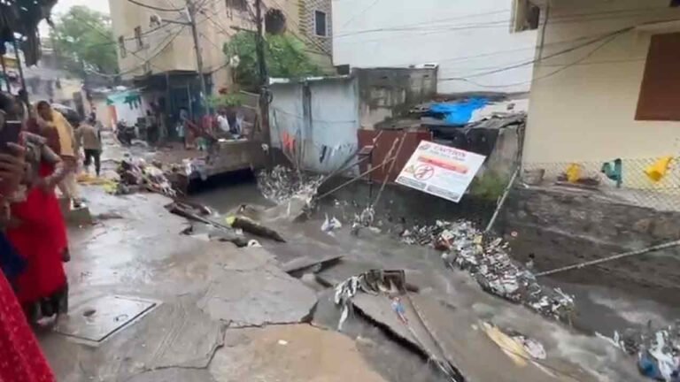 Mayor Vijayalakshmi Takes Action: Inspects Damaged Nala Slab, Directs GHMC For Solutions