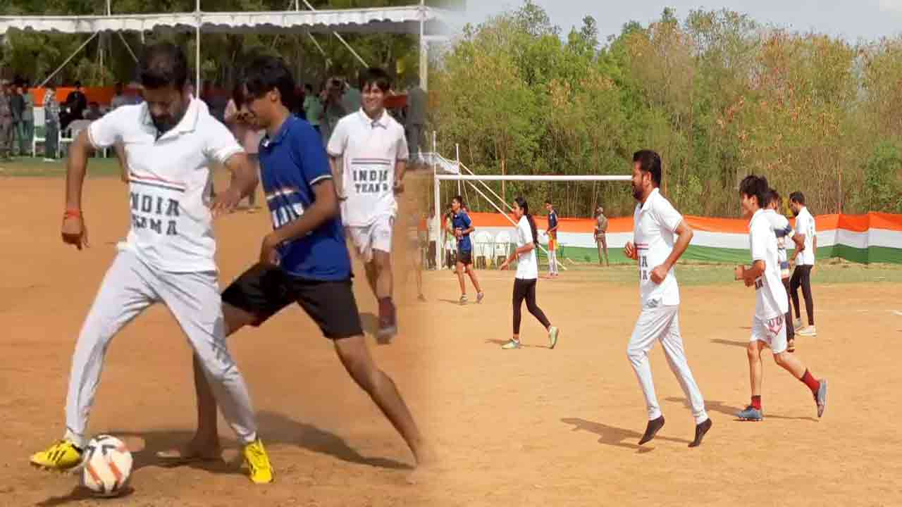WATCH | CM Revanth Reddy Plays Football In Hyderabad