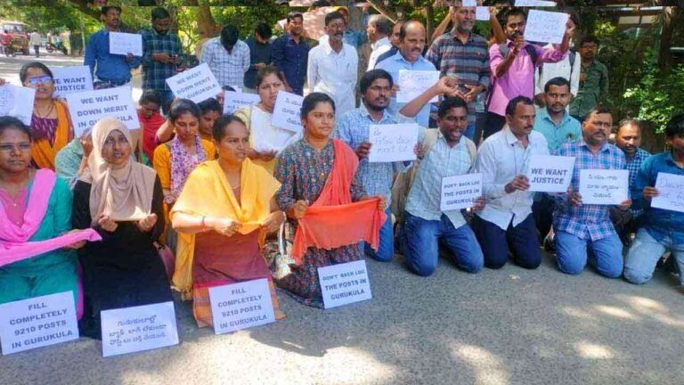 Teacher Aspirants Stage ‘Kneel Down' Protest At CM Revanth Residence