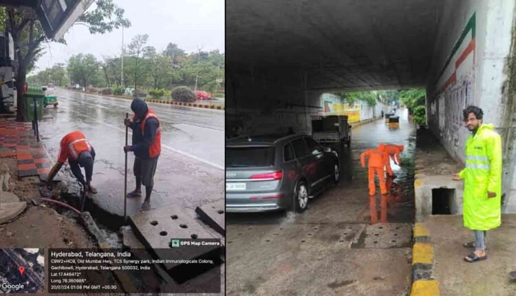 Hyderabad: Monsoon Emergency Teams Clearing Water Logging Points