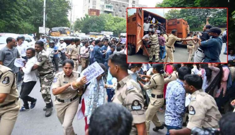 Protesters, Job Aspirants Arrested At Saifabad School Education Office