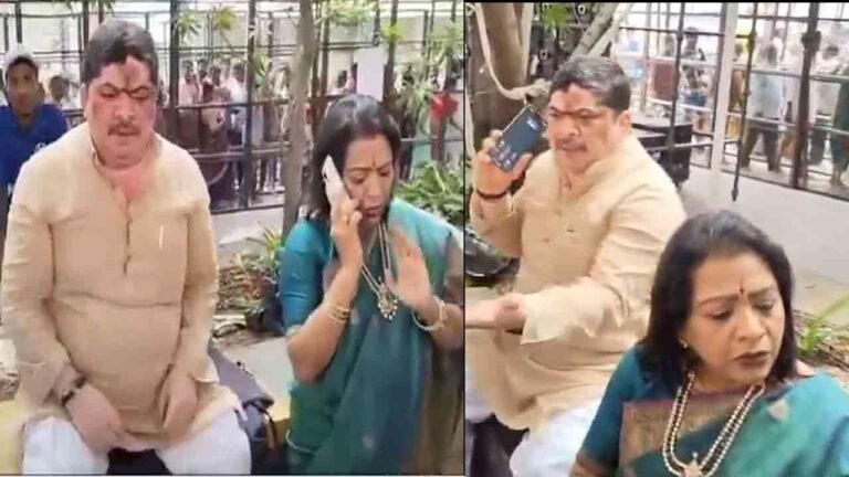 Protocol Ragada: Minister Ponnam, Mayor Vijayalakshmi Seen Sitting Outside The Temple Premises