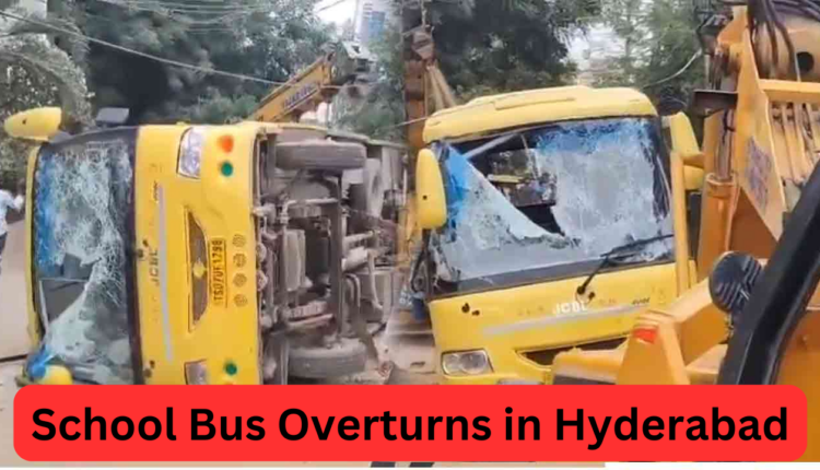 Nine Students Injured as School Bus Overturns in Hyderabad