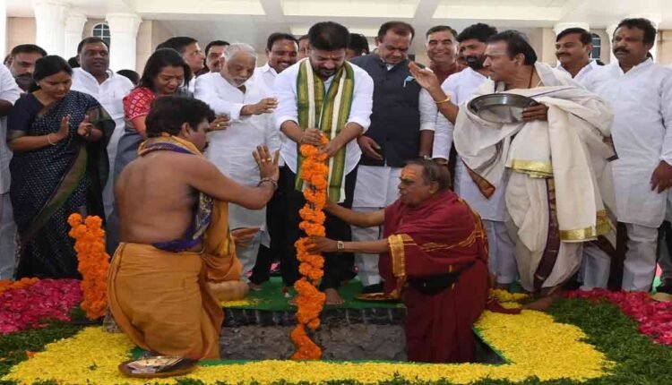 Telangana Secretariat: Bhumi Puja Held for Telangana Talli Statue