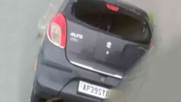 Rain Disaster In AP: Car Washed Away In Guntur