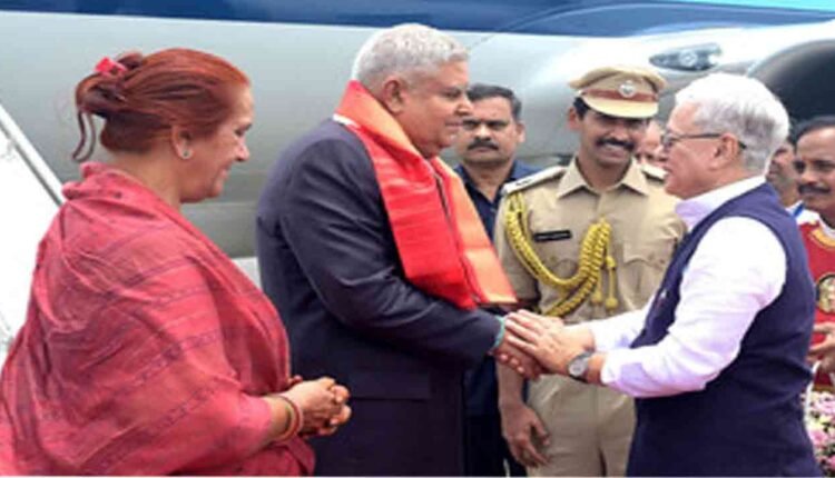 Governor Warmly Received Vice President Jagdeep Dhankar At Shamshabad Airport