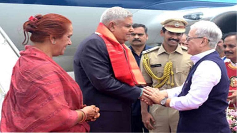 Governor Warmly Received Vice President Jagdeep Dhankar At Shamshabad Airport