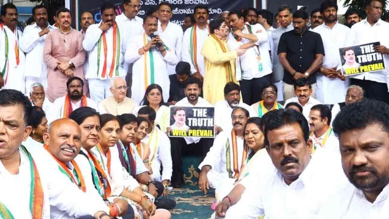 After Handshake At Davos, Revanth Reddy Protest Against Adani