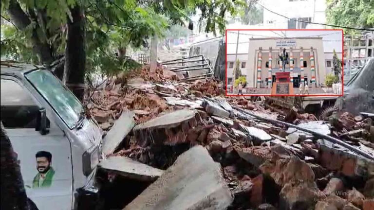 Hyderabad Rains: Wall Of Gandhi Bhavan Collapses