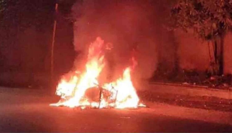Bike Catches Fire In Medak, Rider Injured