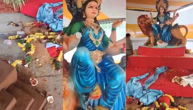 Goddess Durga Idol Damaged At Nampally Pandal