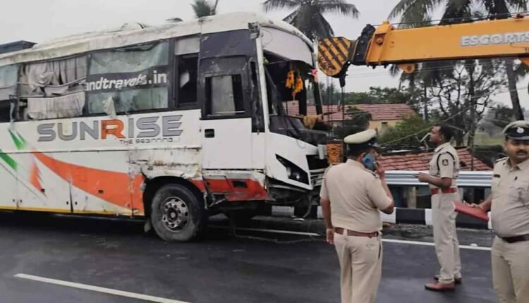 Passenger Thrown Out Of RTC Bus After Truck Rams Bus In Rayanpet 