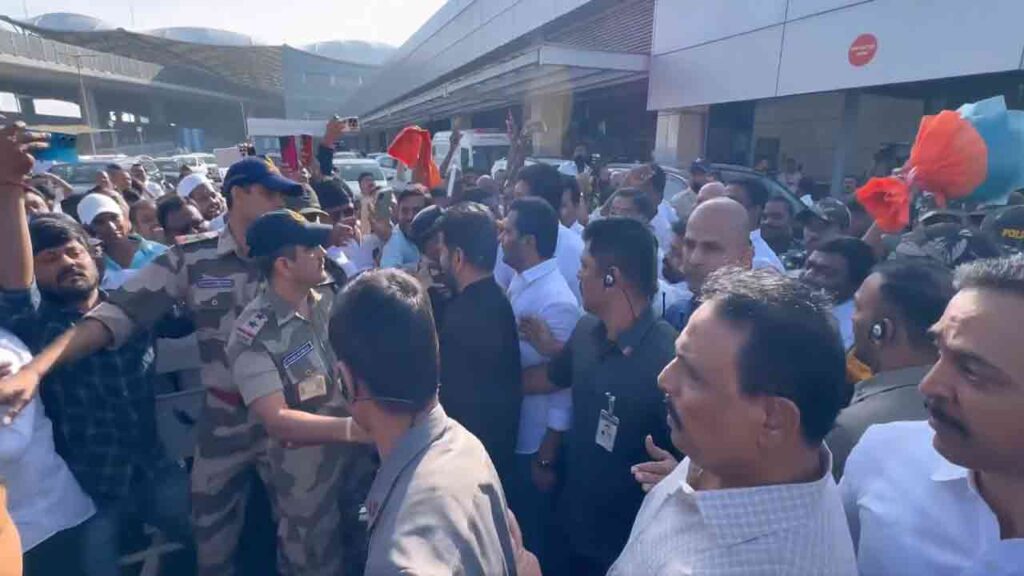 Revanth Reddy Returns from Davos: Grand Welcome at Shamshabad Airport