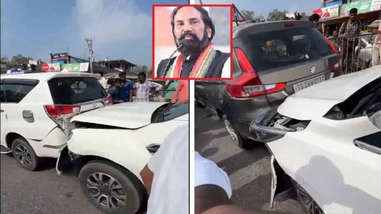 Minister Uttam Kumar Reddy Narrowly Escapes An Accident