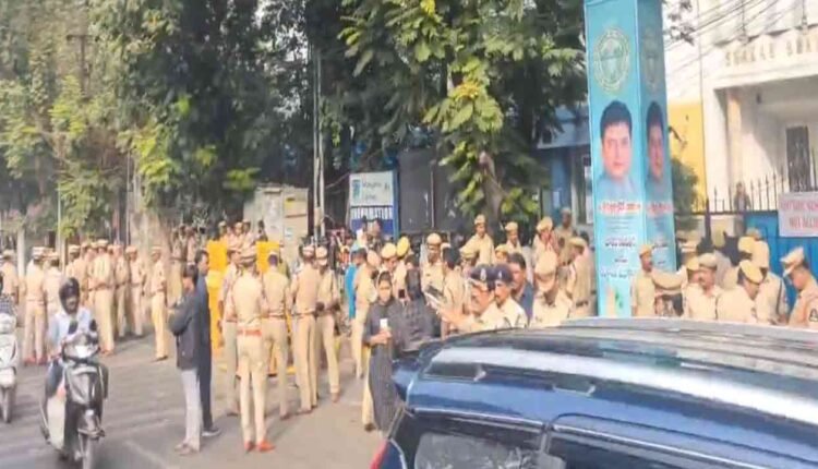 Heavy Police Security At BJP And Congress Office Amid KTR ED Investigation