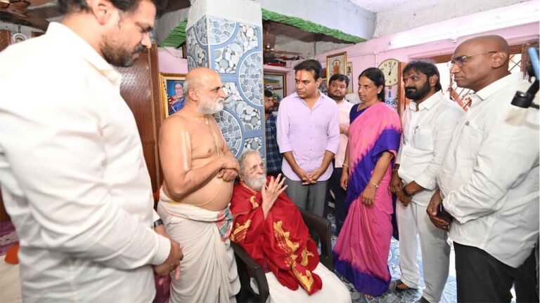 BRS Leaders Visit Chilkur Temple Chief Priest