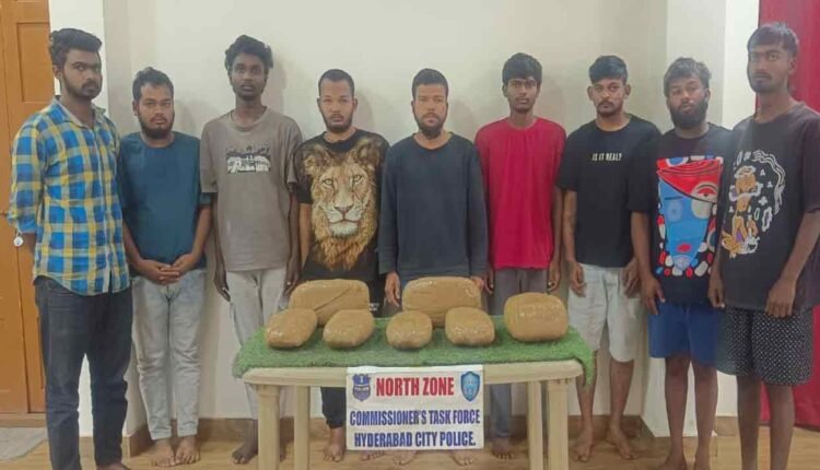 Nine Drug Offenders Nabbed, 8 Kg Ganja Seized in Hyderabad