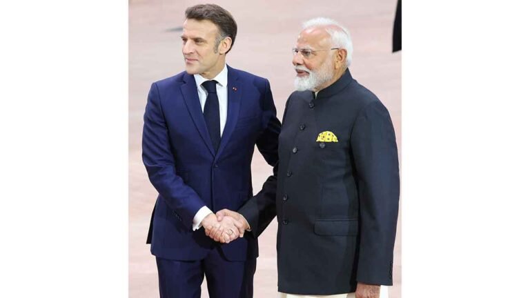 PM Modi Meets French President Emmanuel Macron In Paris