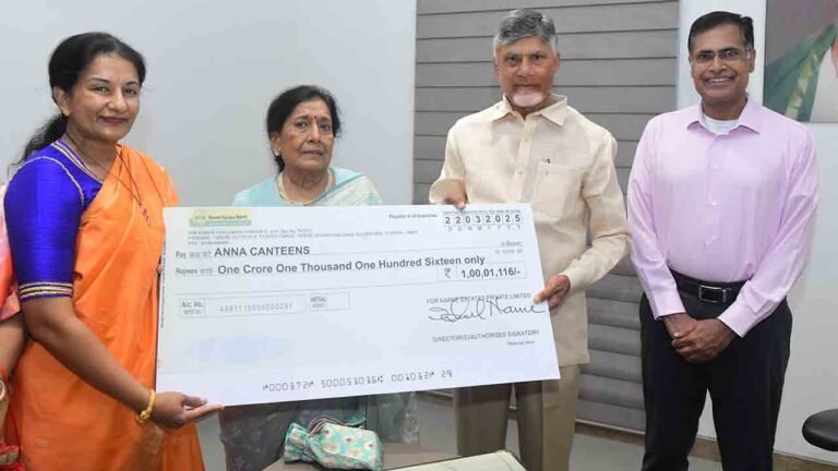 Narne Family Donates Rs. 1.00,01,116 For “Anna Canteen” In Andhra Pradesh