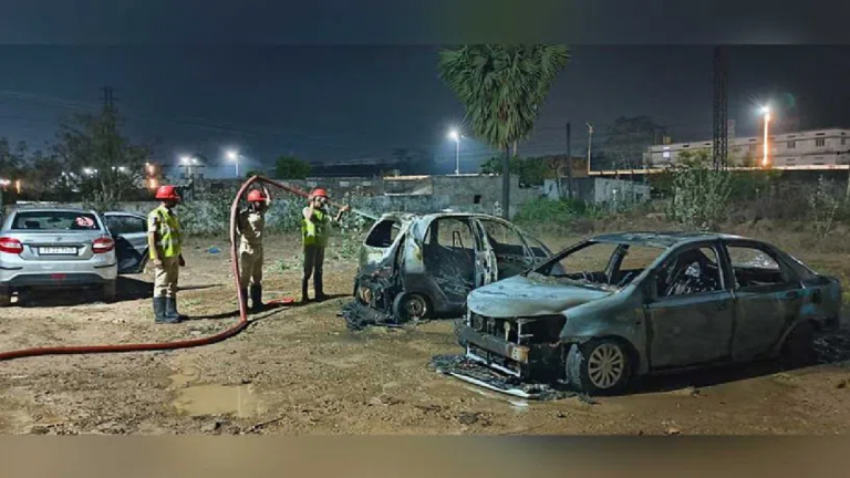 Miscreants Set Cars On Fire In Kothagudem
