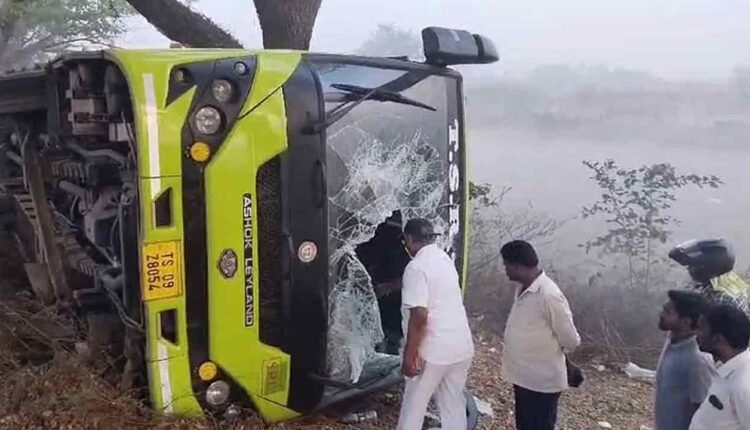 Indra Bus Overturned: Three Passengers Seriously Injured 