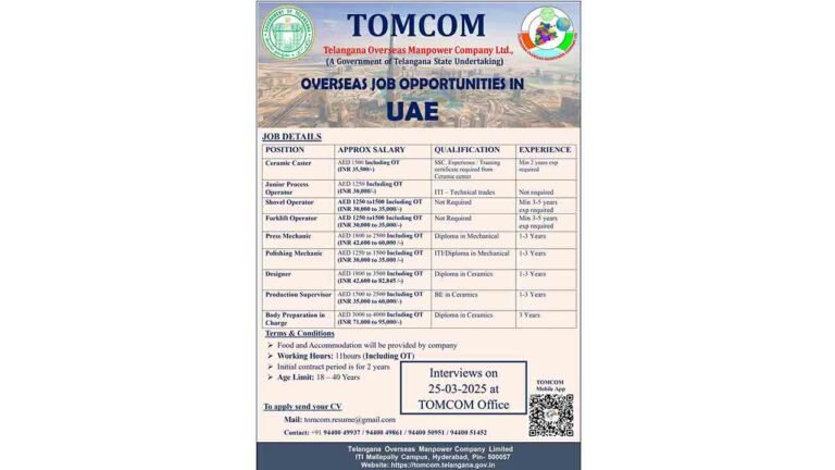 TOMCOM To Hold Interviews For UAE Jobs On March 25: Amer Ali Khan