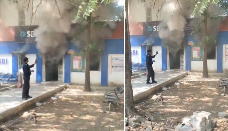 Major Fire At SBI Bank In Vikarabad