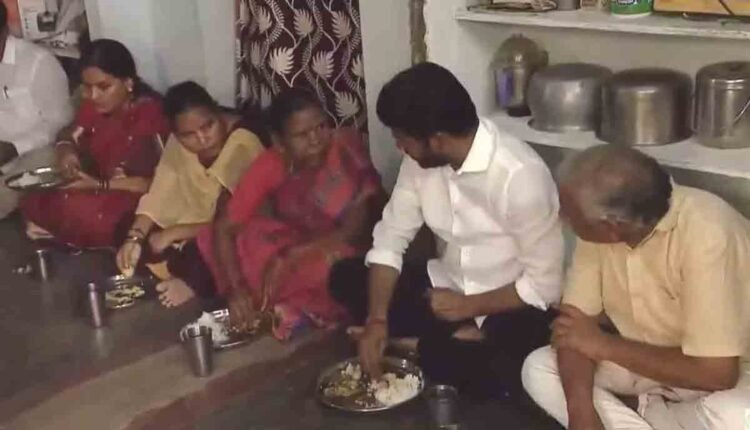 Revanth Reddy Visits Beneficiary's Home In Sarapaka, Shares Midday Meal