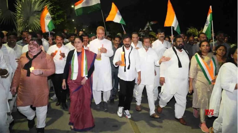Pahalgam Terror Attack: Revanth Reddy Leads Candlelight Rally In Hyderabad