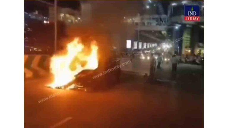 Car Catches Fire Near IKEA Showroom