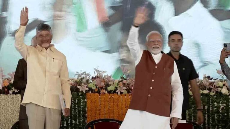 PM Modi Unveils Pylon To Restart Amaravati Works
