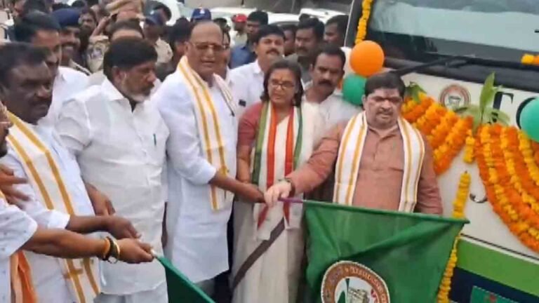 Ministers Flagged Off 45 New Electric Buses In Suryapet